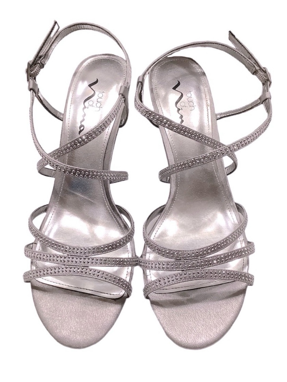 Silver Rhinestone Strappy Dress Sandals